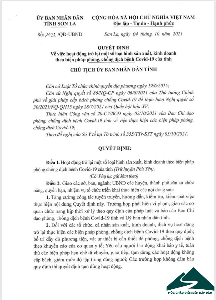 công văn mở cửa hoạt động